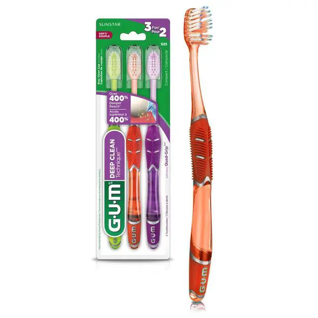 Main image of Technique Deep Clean Toothbrush - Compact Head - Soft Toothbrushes for Adults with Sensitive Soft Bristles, 3 Count