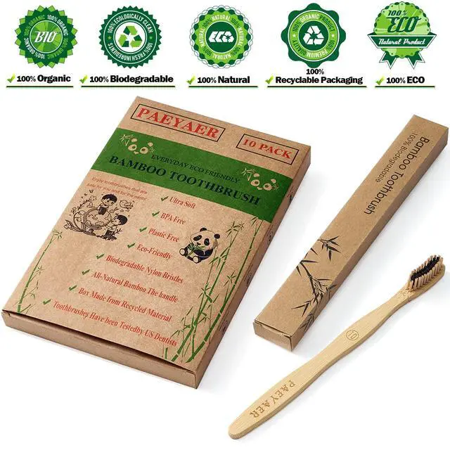 Alt view image 5 of 7 - 20 Count Bamboo Toothbrushes (Soft+Medium), Natural Wood Toothbrush Bulk, Eco-Friendly, BPA Free, Biodegradable & Compostable Charcoal Wooden - Reusable Travel Toothbrushes