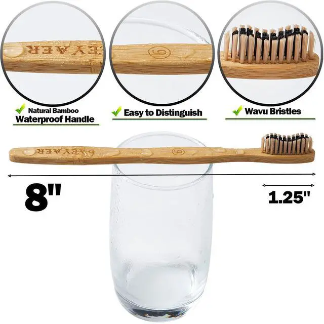 Alt view image 6 of 7 - 20 Count Bamboo Toothbrushes (Soft+Medium), Natural Wood Toothbrush Bulk, Eco-Friendly, BPA Free, Biodegradable & Compostable Charcoal Wooden - Reusable Travel Toothbrushes