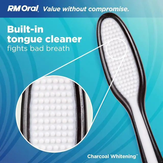 Alt view image 4 of 6 - Charcoal Whitening Toothbrushes, Charcoal-Infused Firm Bristles, Helps Whiten Teeth and Reaches Deep Along the Gumline and Between Teeth, 2 Count