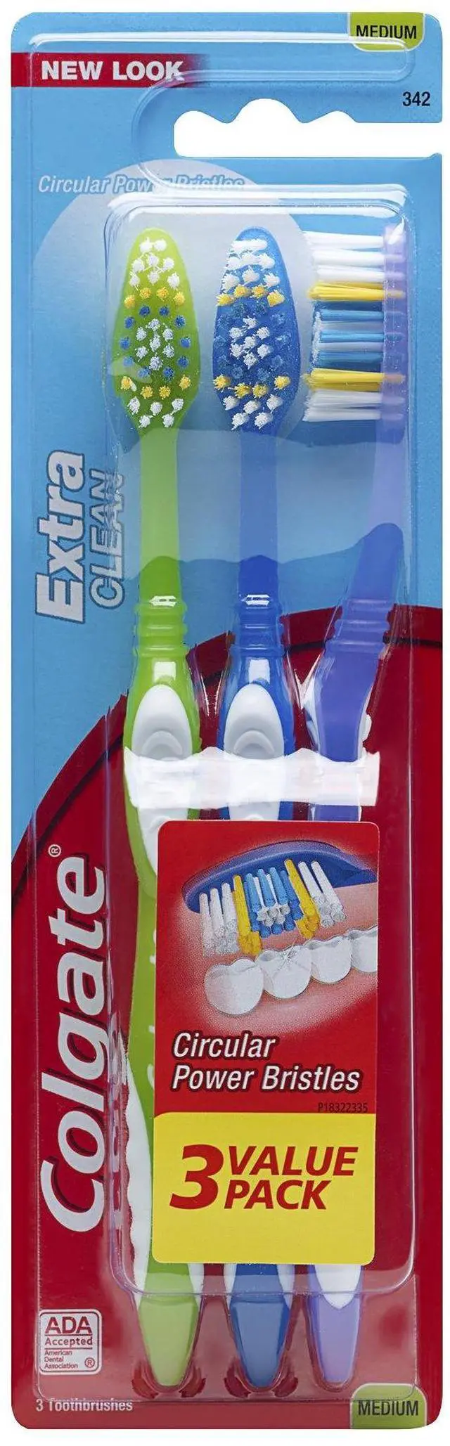 Main image of Extra Clean Full Head Toothbrush, Medium - 3 Count (Pack of 1)