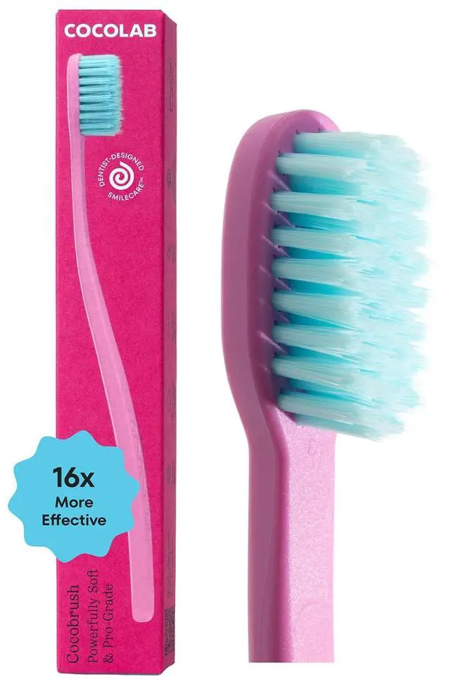 Main image of Cocobrush Ultra Soft Toothbrush by Compact Head Bristles for Teeth Cleaning, Sensitive Gums Oral Care, Manual Toothbrush for Adults and Kids, Cherry Blossom
