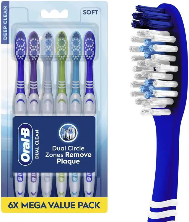 Main image of Toothbrush Dual Clean, Soft, 6 Count