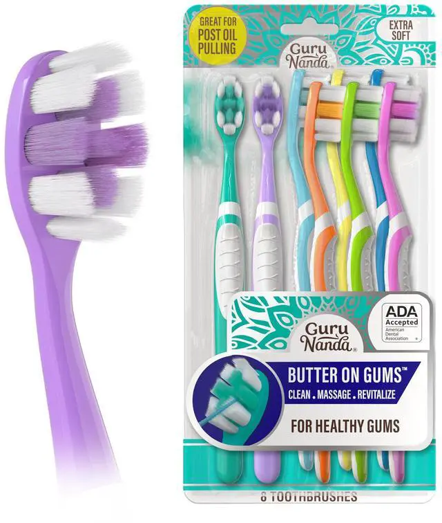 Main image of Butter On Gums Toothbrush, ADA Accepted, with 8000+ Ultra Soft Softex Bristles for Sensitive & Receding Gums, Perfect for Whiter Teeth, 8 Ct