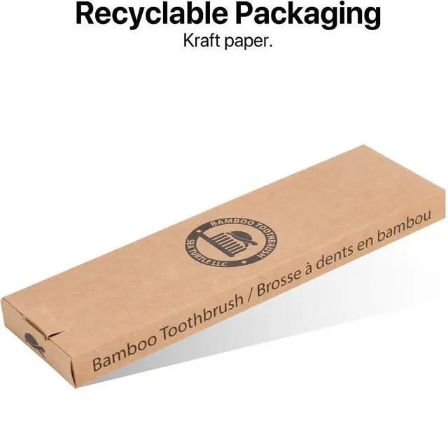 Alt view image 3 of 6 - Plant-Based Bristles, Bamboo Toothbrushes, Soft Natural Toothbrush for Adults (4 Pack)