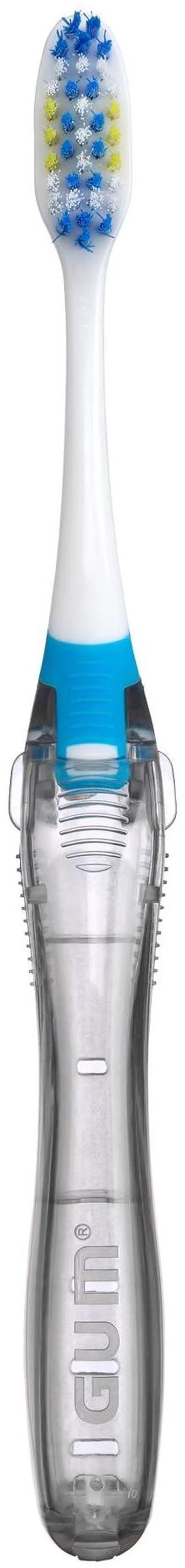 Alt view image 2 of 4 - Folding Travel Toothbrush for Adults, Soft-Bristled Compact Toothbrush with Tongue Scraper, 2 Count