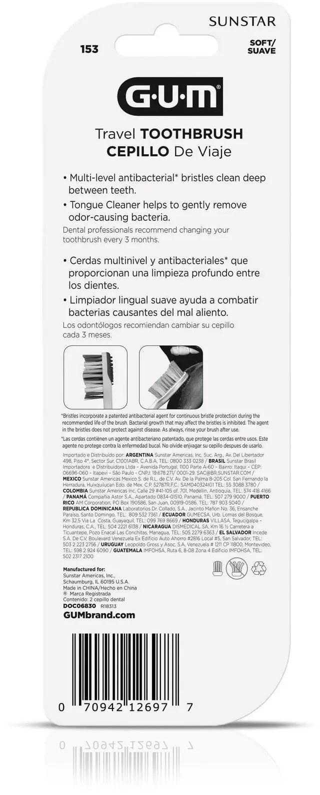 Alt view image 4 of 4 - Folding Travel Toothbrush for Adults, Soft-Bristled Compact Toothbrush with Tongue Scraper, 2 Count
