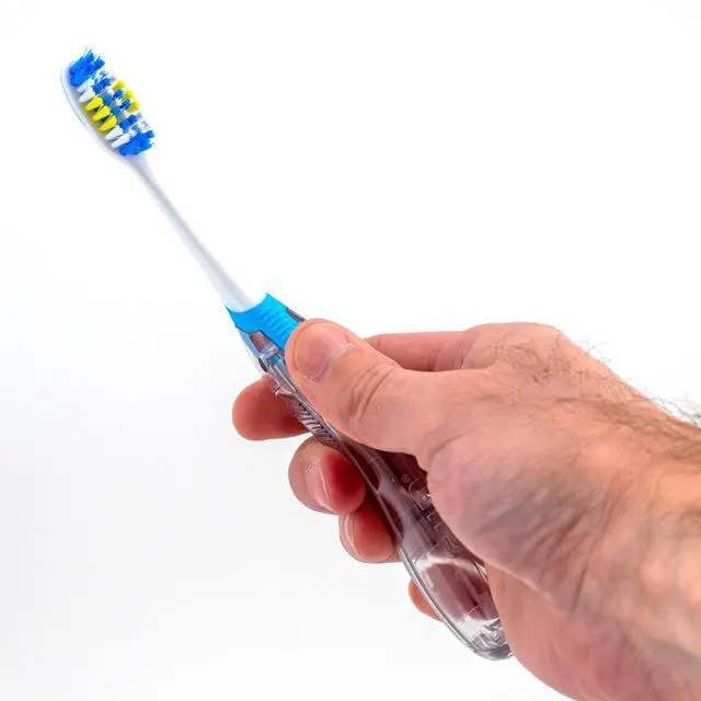 Alt view image 3 of 4 - Folding Travel Toothbrush for Adults, Soft-Bristled Compact Toothbrush with Tongue Scraper, 2 Count