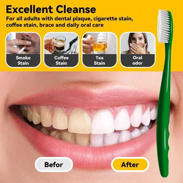 Alt view image 4 of 7 - Huge Head Toothbrush Hard Toothbrushes for Adults Hard&Firm Toothbrush Bristles BPA Free Oral Care 4 Packs