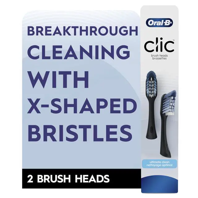 Alt view image 7 of 7 - Clic Toothbrush Replacement Heads, 2 Count toothbrushes, Black Refill Brush Heads