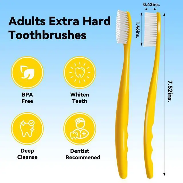 Alt view image 2 of 7 - Huge Head Toothbrush Hard Toothbrushes for Adults Hard&Firm Toothbrush Bristles BPA Free Oral Care 4 Packs