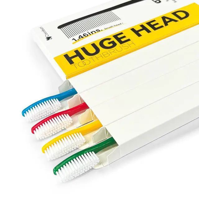Alt view image 5 of 7 - Huge Head Toothbrush Hard Toothbrushes for Adults Hard&Firm Toothbrush Bristles BPA Free Oral Care 4 Packs