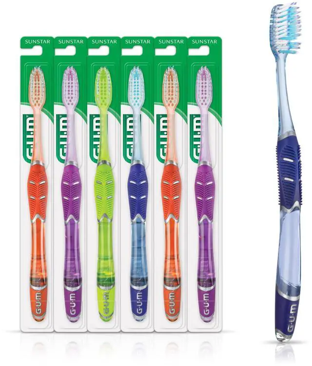Main image of Deep Clean Technique Toothbrush for Adults with Soft Ultra-Fine Tapered Bristles for Deeper Reach, Full Head, 1 Count (Pack of 6)