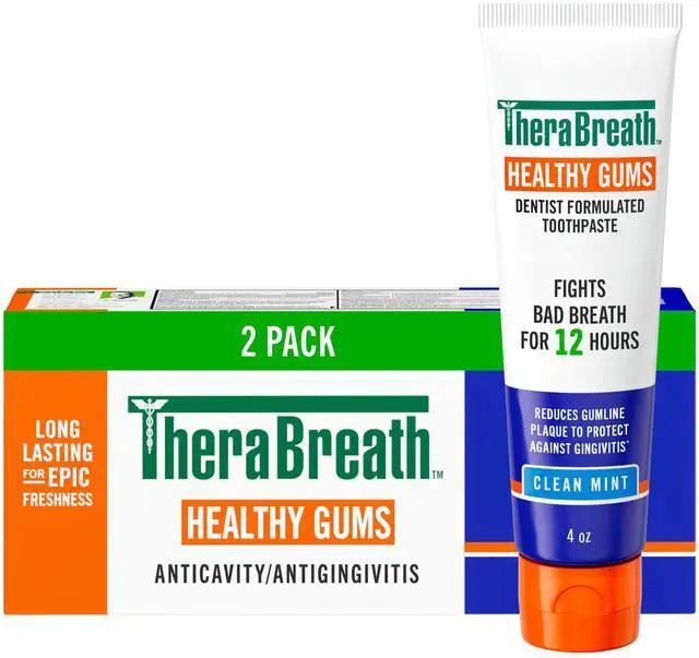 Main image of Healthy Gums Toothpaste, Fights Bad Breath for 12 Hours, with Stannous Fluoride for Anticavity & Gingivitis Protection, Clean Mint, 4 Oz, 2-Pack