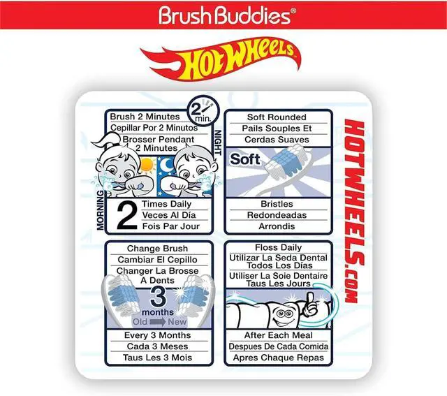 Alt view image 6 of 6 - Hot Wheels Toothbrush for Kids, Kids Toothbrushes, Toothbrush Pack, Soft Bristles for Kids, Toddler Ages 2-4, 6PK