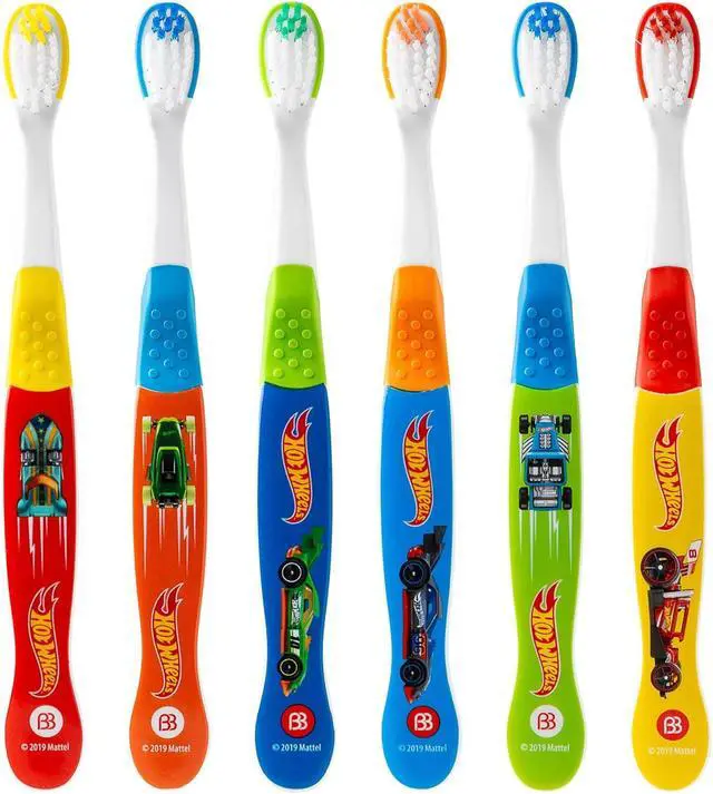 Alt view image 2 of 6 - Hot Wheels Toothbrush for Kids, Kids Toothbrushes, Toothbrush Pack, Soft Bristles for Kids, Toddler Ages 2-4, 6PK