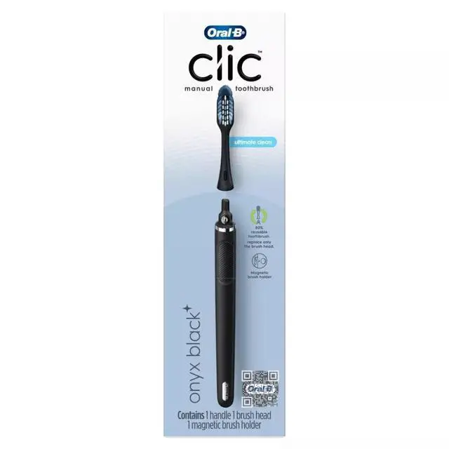 Alt view image 2 of 7 - Clic Manual Toothbrush, Onyx Black, with Magnetic Toothbrush Holder - 1 Count 049-09-6257 1.0 Count