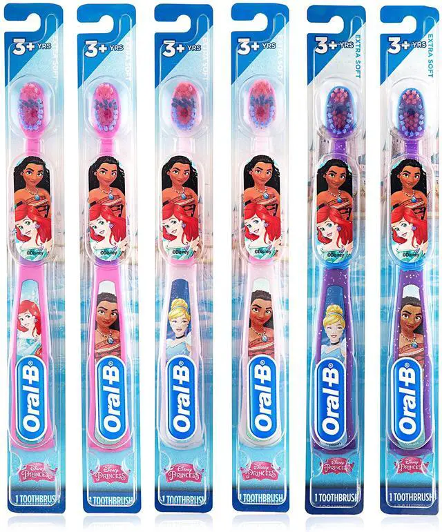 Main image of New Princess Toothbrush for Little Girls, Children 3+, Extra Soft, Characters Vary - Pack of 6 (Characters Vary)