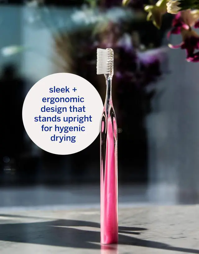 Alt view image 3 of 7 - Crystal Collection Toothbrush, Pink Diamond, Manual Toothbrush, Patented 45° Angled Soft Bristle Toothbrush with Dupont® Bristles, Ergonomic Handle for Sensitive Teeth, Safe for Veneers