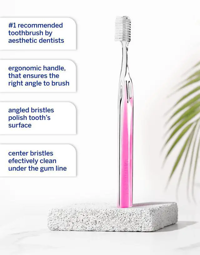 Alt view image 6 of 7 - Crystal Collection Toothbrush, Pink Diamond, Manual Toothbrush, Patented 45° Angled Soft Bristle Toothbrush with Dupont® Bristles, Ergonomic Handle for Sensitive Teeth, Safe for Veneers