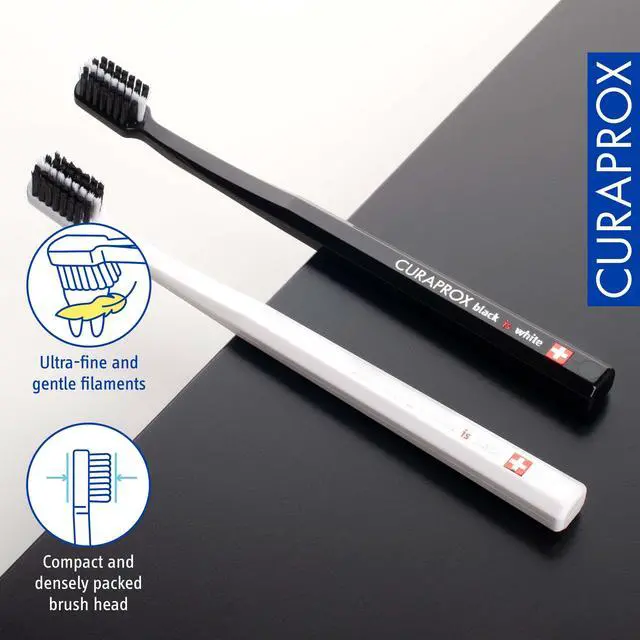 Alt view image 3 of 7 - Toothbrush Duo for Adults | Stylish Black & White Ultra-Soft toothbrushes | Whitening-Friendly | Black/White | 2-Pack
