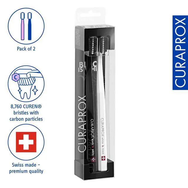 Alt view image 2 of 7 - Toothbrush Duo for Adults | Stylish Black & White Ultra-Soft toothbrushes | Whitening-Friendly | Black/White | 2-Pack