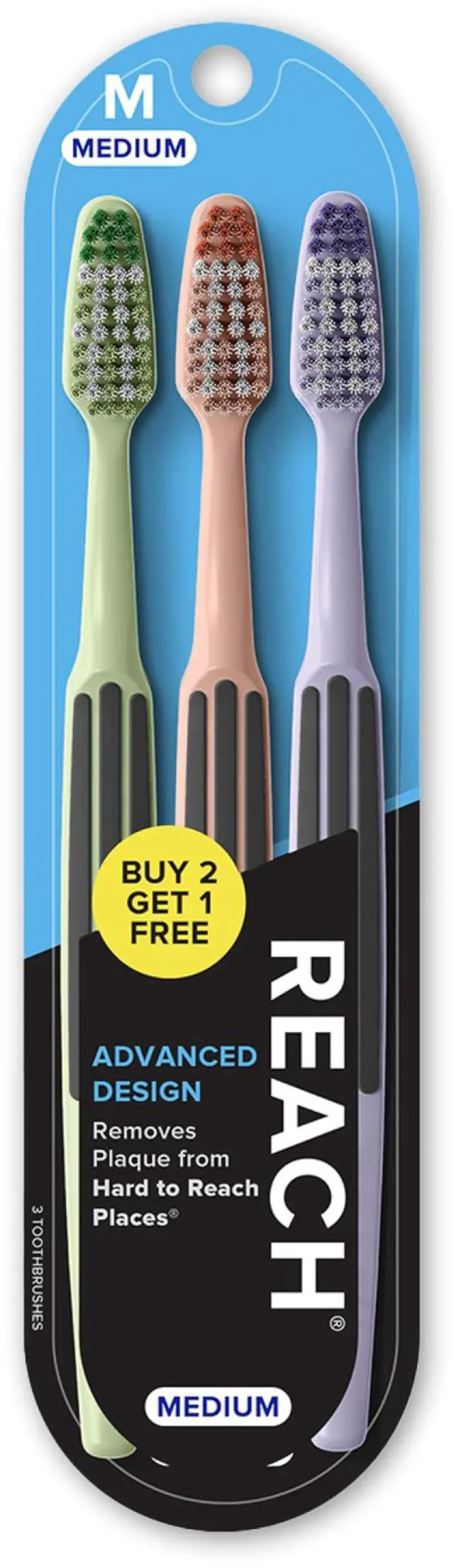 Main image of Advanced Design Toothbrush with Medium Bristles, 3 Count