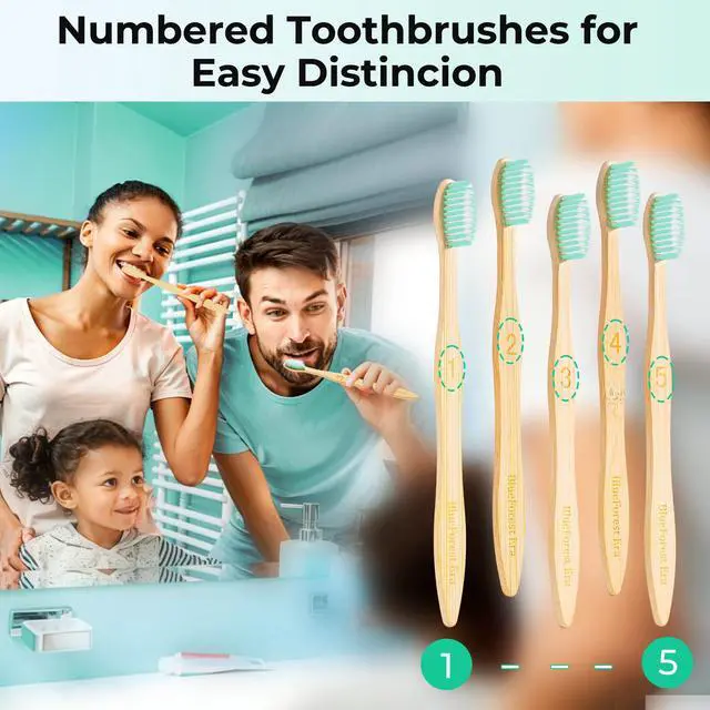 Alt view image 5 of 7 - Bamboo Toothbrushes, Natural Bristles Plastic Free Toothbrush, Non Toixc Wooden Organic Toothbrushes, Bamboo Tooth Brush Soft, Biodegradable All Natural Toothbrush for Adults