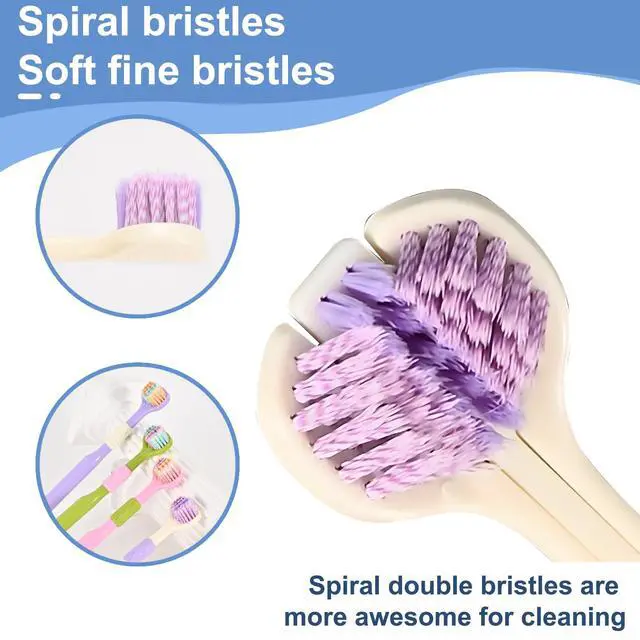 Alt view image 2 of 7 - 4-Pack Medium Toothbrush Set, Bulk Toothbrushes for Kids & Adults with Special Needs, Multi-Angle Cleaning, Medium Soft Bristles, White, Pink, Green, Purple