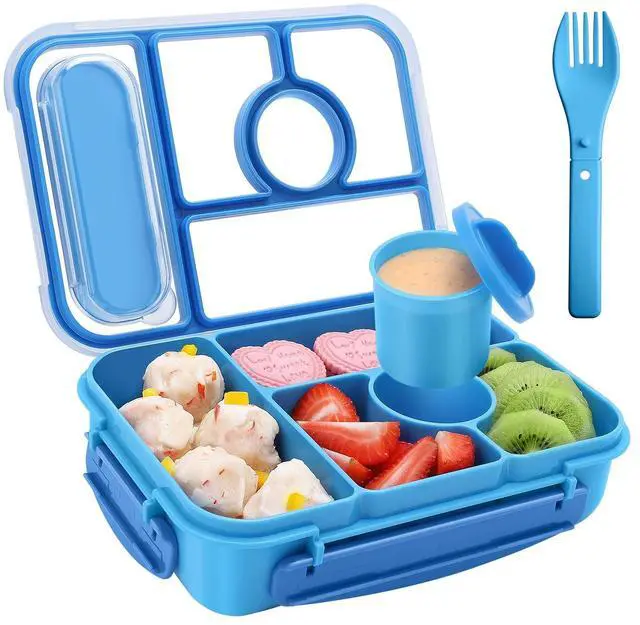 Main image of Bento Box Adult Lunch Box Kids,Lunch Containers for Adults/Kids/Toddler,5 Compartments Bento Lunch Box with Sauce Vontainers,Microwave & Dishwasher & Freezer Safe,BPA-Free (Blue)