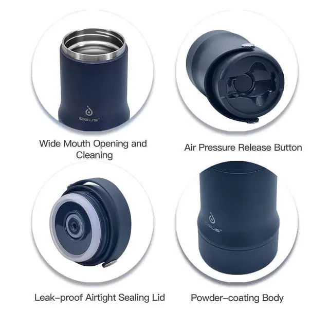 Alt view image 4 of 7 - Soup Thermo with Foldable Spoon and Bowl 20oz, All-in-one Insulated Bento Lunchbox Stainless Steel Leakproof Portable Soup Container Vacuum Thermal Food Jar for Lunch, Navy Blue