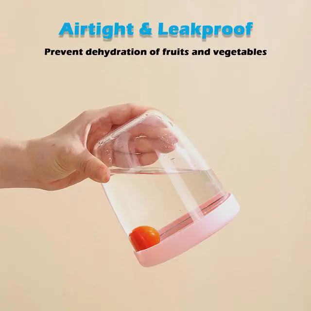 Alt view image 5 of 6 - Fresh Fruit Salad Storage Cup To Go With Folding Handle, Lids, Fork & Drain Baskets, Reusable Leakproof Food Storage Containers With Removable Colander Keep Fresh Longer, 22 oz(Yellow)