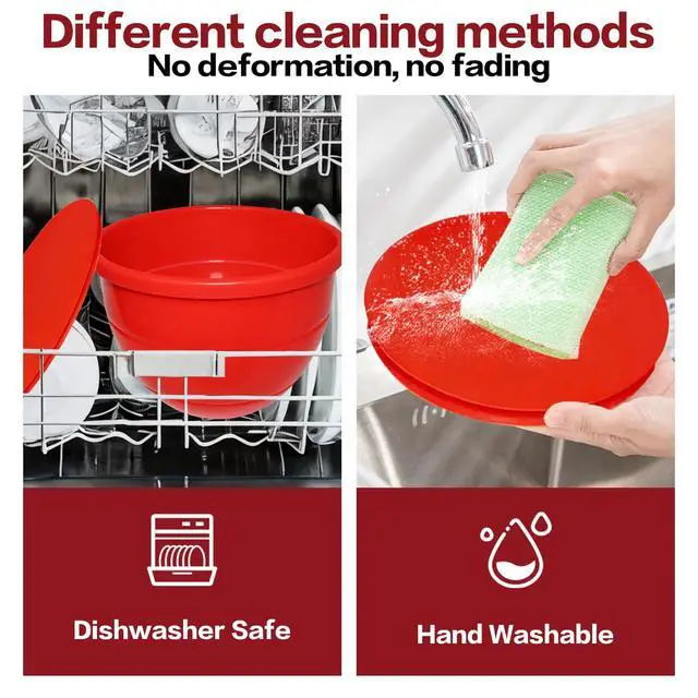 Alt view image 4 of 7 - 3PCS Foldable Silicone Bowls Liners with Lids for Kitchen Aid Mixer 5 Qt, Food Grade Kitchen Bowl Liner, Baking Cooking Accessories, Easy Clean Quick Replacement (Red+Black+White)