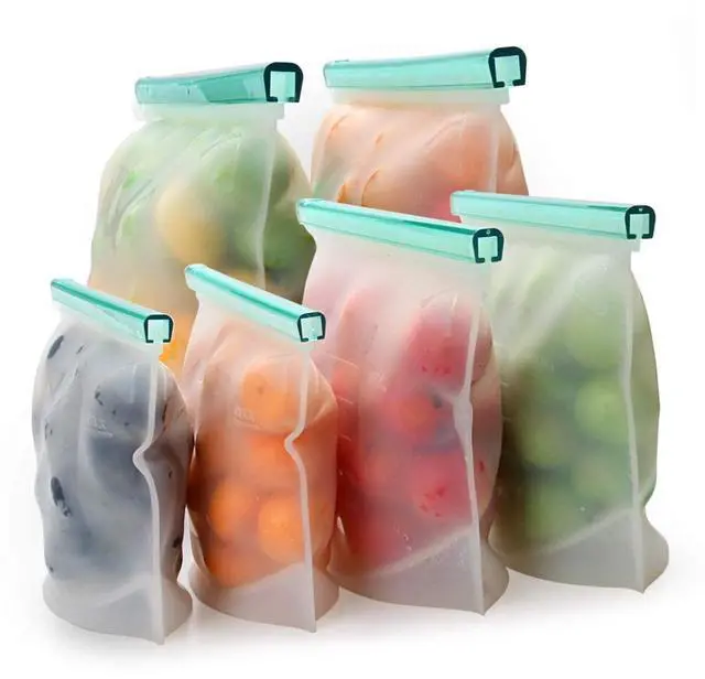 Main image of UpgradeReusable Extra Thick Silicone Food Storage Bags - 6 Packs Zipper Freezer Bags For Marinate Meats Sandwich, Snack, Cereal,Fruit Meal Prep, Leakproof, Dishwasher-Safe Lunch Storage Bags