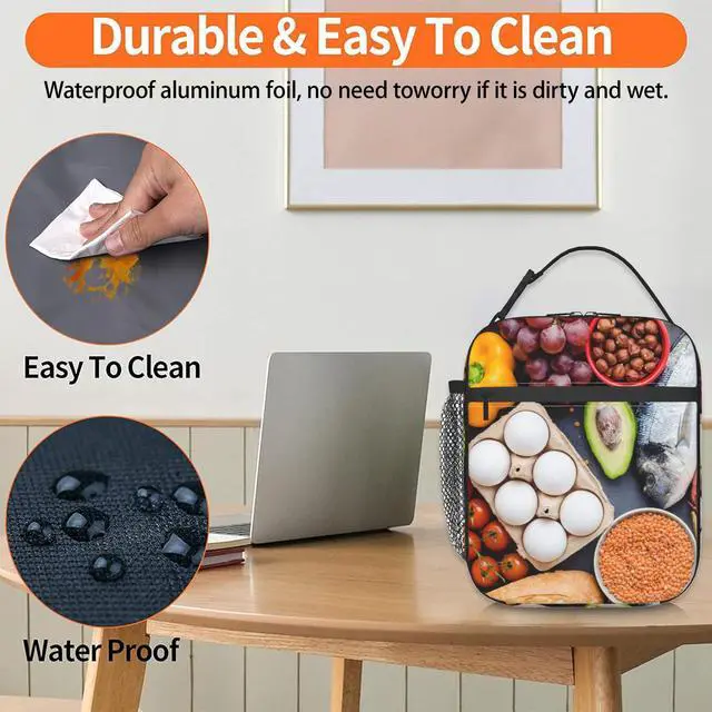 Alt view image 6 of 7 - Butterfly Polyester Lunch Box for Kids Teen,Cute Reusable Thermal Lunch Bag for Adult Women,Flower Bloom Insulated Tote Cooler Bags for School, Work, Picnic,Travel,Floral Butterflies Design