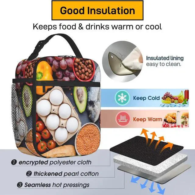 Alt view image 5 of 7 - Butterfly Polyester Lunch Box for Kids Teen,Cute Reusable Thermal Lunch Bag for Adult Women,Flower Bloom Insulated Tote Cooler Bags for School, Work, Picnic,Travel,Floral Butterflies Design