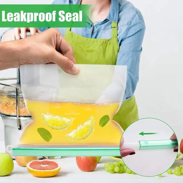 Alt view image 4 of 7 - UpgradeReusable Extra Thick Silicone Food Storage Bags - 6 Packs Zipper Freezer Bags For Marinate Meats Sandwich, Snack, Cereal,Fruit Meal Prep, Leakproof, Dishwasher-Safe Lunch Storage Bags
