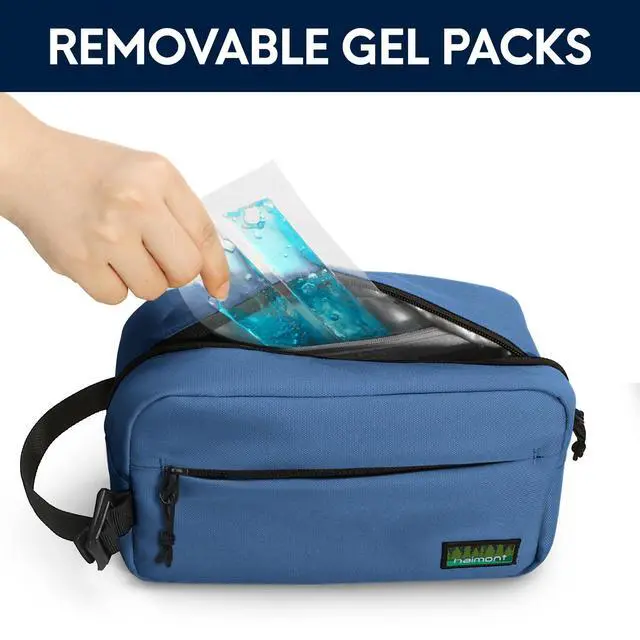 Alt view image 3 of 7 - Small Freezable Lunch Bag, Portable Freezer Insulated cooler Snack Bag with Buckle Handle for Office, Picnic, Navy Blue