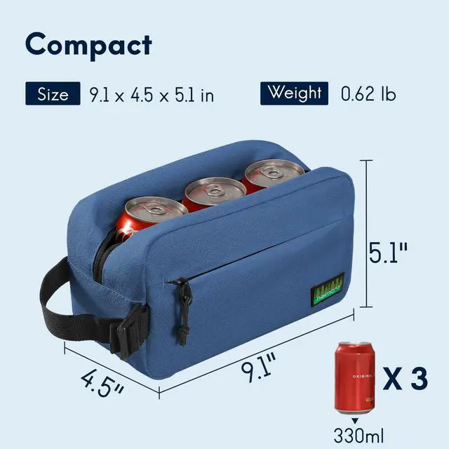 Alt view image 5 of 7 - Small Freezable Lunch Bag, Portable Freezer Insulated cooler Snack Bag with Buckle Handle for Office, Picnic, Navy Blue