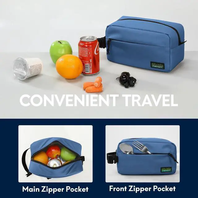 Alt view image 4 of 7 - Small Freezable Lunch Bag, Portable Freezer Insulated cooler Snack Bag with Buckle Handle for Office, Picnic, Navy Blue