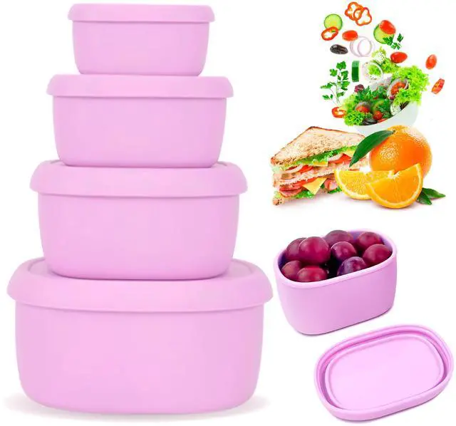 Main image of Silicone Food Storage Containers 4 Pcs Lunch Bento Box with Lids Leakproof Dishwasher Microwave Oven Freezer Safe BPA Free CPC Certified (30oz 20oz 10oz 6.7oz)