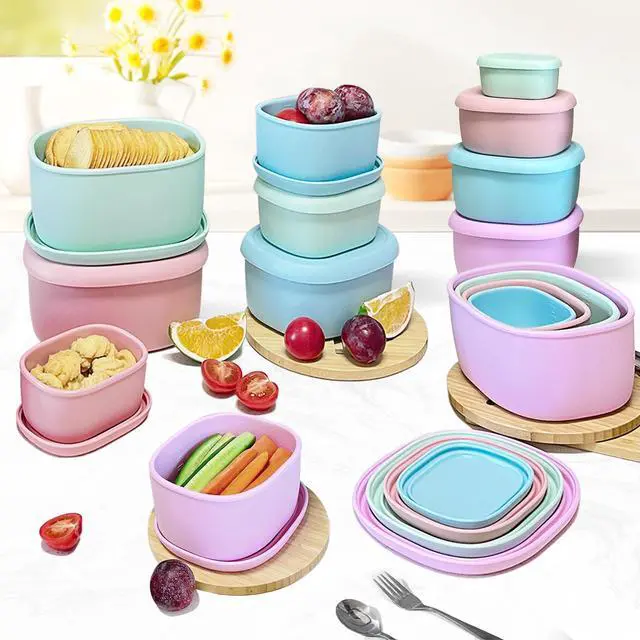 Alt view image 7 of 7 - Silicone Food Storage Containers 4 Pcs Lunch Bento Box with Lids Leakproof Dishwasher Microwave Oven Freezer Safe BPA Free CPC Certified (30oz 20oz 10oz 6.7oz)