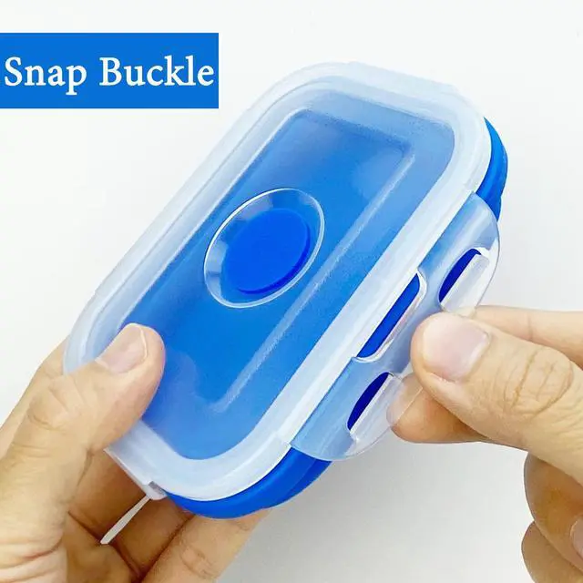 Alt view image 7 of 7 - Camping Travel Collapsible Food Storage Container with Lids, Stackable Silicone Storage Containers Meal Prep Containers with Ideal Portion 350ml-540ml-800ml, Microwave Safe,3Piece