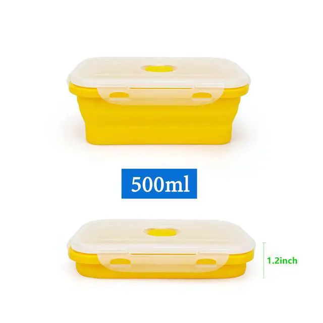Alt view image 5 of 7 - Camping Travel Collapsible Food Storage Container with Lids, Stackable Silicone Storage Containers Meal Prep Containers with Ideal Portion 350ml-540ml-800ml, Microwave Safe,3Piece