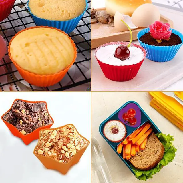 Alt view image 4 of 7 - 108 PCS Silicone Bento Box Dividers Kit, Bento Box Accessories, 90pcs Food Picks and 18pcs Silicone Cupcake Liners for Bento, Snacks, Cupcakes, Party, Picnic