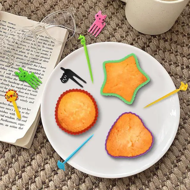 Alt view image 3 of 7 - 108 PCS Silicone Bento Box Dividers Kit, Bento Box Accessories, 90pcs Food Picks and 18pcs Silicone Cupcake Liners for Bento, Snacks, Cupcakes, Party, Picnic