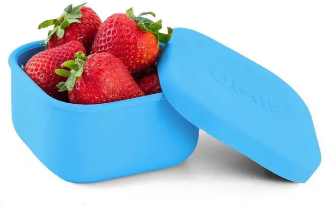 Main image of Box Silicone Leakproof Snack Containers To Go, Food Storage Containers with Lid, School Lunch Bento Container - BPA Free, Airtight, Dishwasher and Freezer Safe, Oven Safe - 9.4 ounces (Blue)