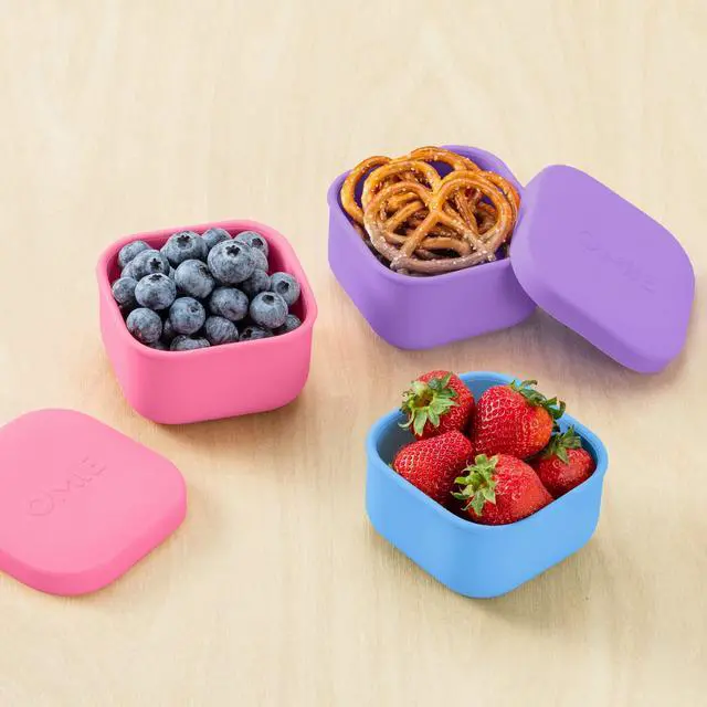 Alt view image 3 of 5 - Box Silicone Leakproof Snack Containers To Go, Food Storage Containers with Lid, School Lunch Bento Container - BPA Free, Airtight, Dishwasher and Freezer Safe, Oven Safe - 9.4 ounces (Blue)