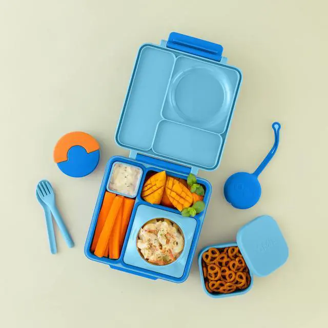 Alt view image 2 of 5 - Box Silicone Leakproof Snack Containers To Go, Food Storage Containers with Lid, School Lunch Bento Container - BPA Free, Airtight, Dishwasher and Freezer Safe, Oven Safe - 9.4 ounces (Blue)