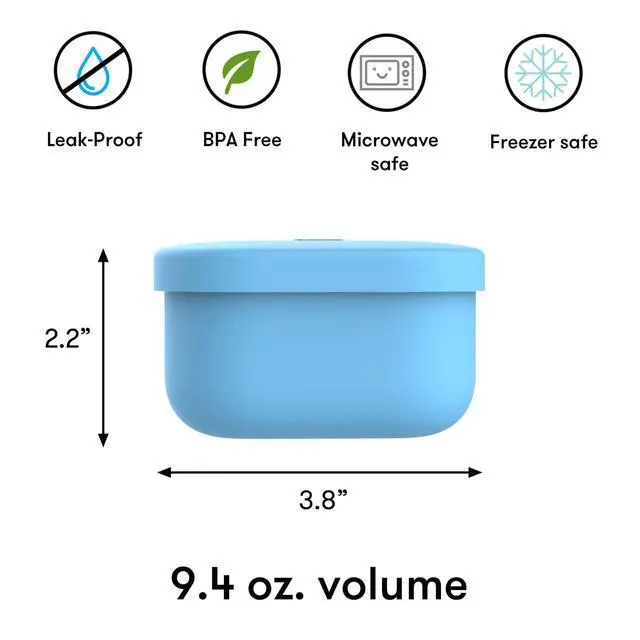 Alt view image 5 of 5 - Box Silicone Leakproof Snack Containers To Go, Food Storage Containers with Lid, School Lunch Bento Container - BPA Free, Airtight, Dishwasher and Freezer Safe, Oven Safe - 9.4 ounces (Blue)